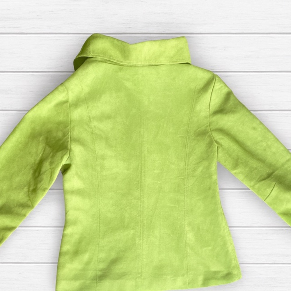 Gee Gee Sport Lime Green Faux Suede Blazer Jacket Womenโs Size S/P - Picture 7 of 13